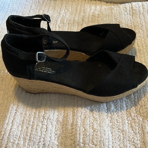 Toms Shoes - Toms blank sandal heels. With strap. Size 71/2.
